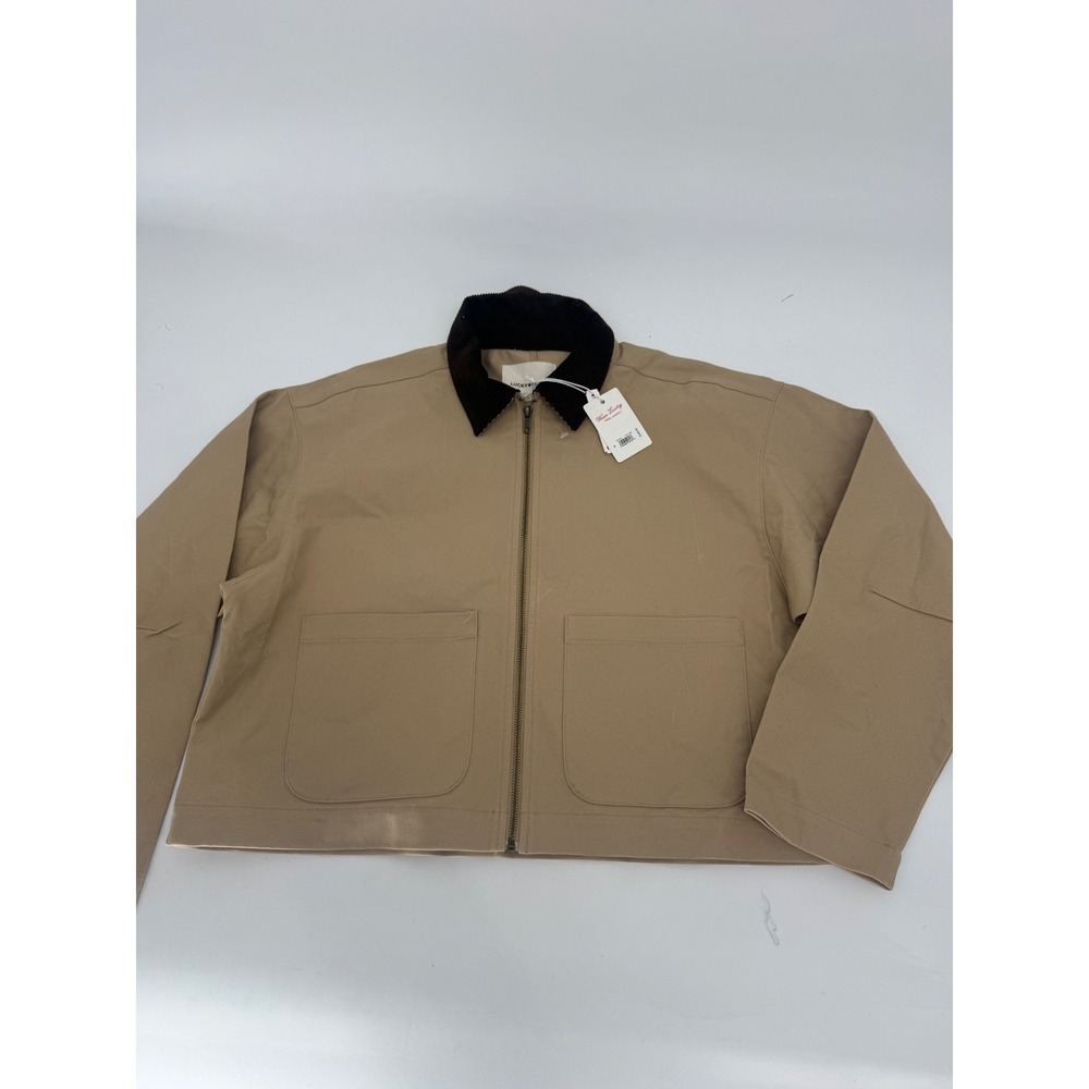 Lucky Brand Womens M Chore Jacket Tan Corduroy Collar Workwear Utility Flawed